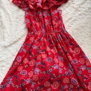 Charming Floral Red Kids Dress